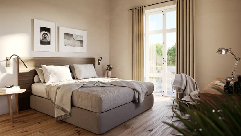 Axel Pesotto, 'Can Lenz' architectural visualization of the bedroom